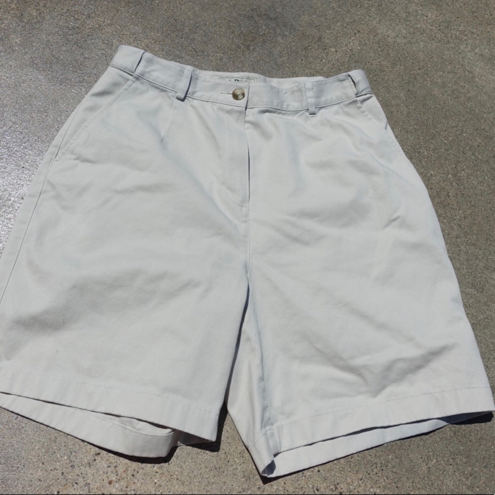 LL Bean High Waisted Khaki Shorts